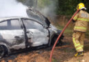 Veículo fica destruído em incêndio na zona rural de Guaxupé