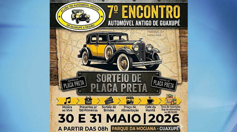 Guaxupé recebe 7º Encontro de Automóveis Antigos no Parque da Mogiana